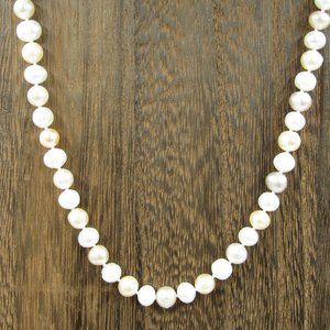 18" Sterling Silver Simple Pearl Necklace Vintage
